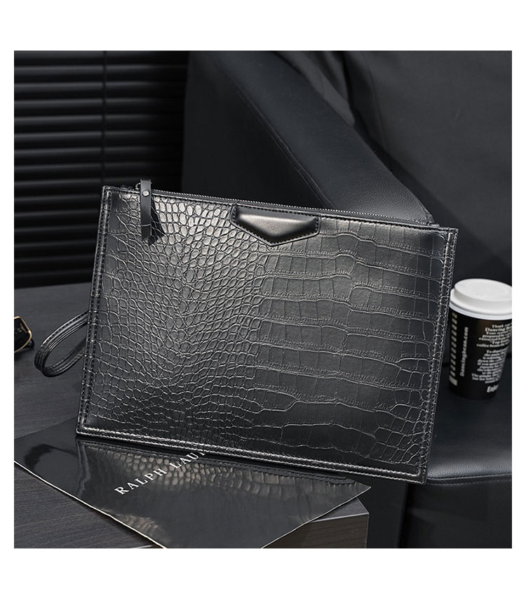 Whatna 革 セカンド バッグ メンズ 3way クラッチ ショルダー 斜め掛け ボディーバッグ 肩掛け バッグ 胸バッグ 3室仕切 A4大さい ショルダーベルト付ハンドストラップ付 結婚式 バッグ ビジネス フォーマル 冠婚葬祭 バッグ紳士用 男性用 黒-3