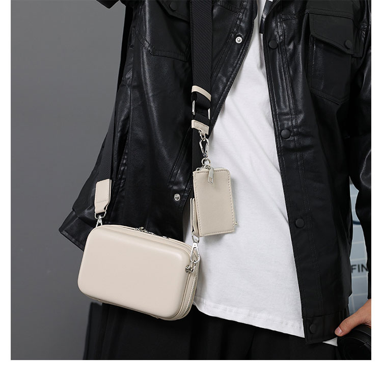 Whatna 2点セットミニショルダーバッグ メンズ ポシェット肩掛けミニバック小銭入れ コインケース 付 ダブルファスナー小さめメッセンジャーバッグ 斜め掛け ビジネス アウトドア フォーマル 通学 通勤鞄 自転車かばん-7