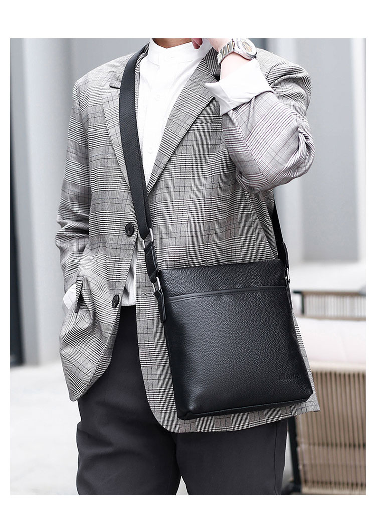 Whatna 2way 天然 牛革 ショルダーバッグ メンズ 斜め掛け胸バッグipad 9.7 収納可 縦型 メンズ ビジネス かばん 小さめメッセンジャーバッグ カジュアル フォーマル  通学 通勤 結婚式 肩掛けバッグ 自転車かばん プレゼント紳士用 男性用-8