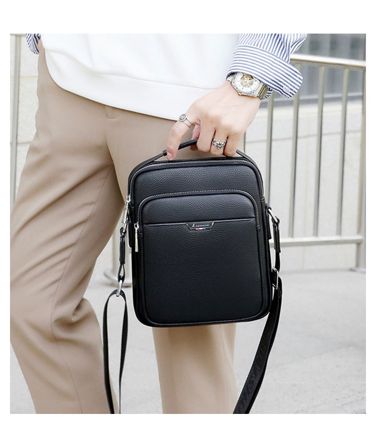 Whatna 牛革 ショルダーバッグ メンズ 3way斜め掛け胸バッグ 手提げバッグ セカンドバッグ 手持げバッグ 厚 手 レザー Ipad 9.7収納可カジュアル フォーマル ビジネス 通学 通勤 結婚式 肩掛けバッグ 自転車かばん プレゼント男性-9