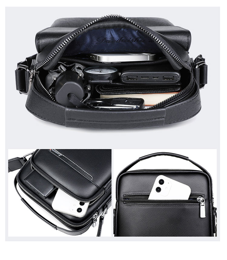 Whatna 牛革 ショルダーバッグ メンズ 3way斜め掛け胸バッグ 手提げバッグ セカンドバッグ 手持げバッグ 厚 手 レザー Ipad 9.7収納可カジュアル フォーマル ビジネス 通学 通勤 結婚式 肩掛けバッグ 自転車かばん プレゼント男性-7