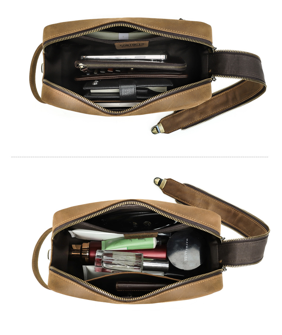 Whatna 2way 天然 牛 革 ミニセカンドバッグ メンズ クラッチ バッグ 化粧バッグ 化粧ケース 厚手 本革 レザー カジュアル フォーマル 冠婚葬祭 結婚式 バッグ 化粧ポーチ 紳士用 男性用 MC1030-10