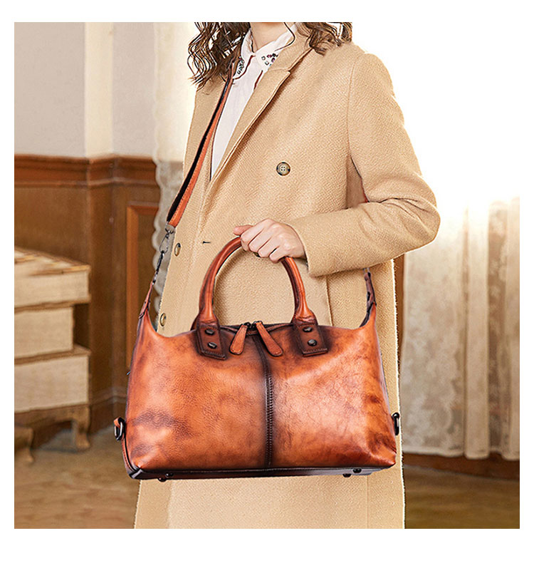 Whatnaアンティーク風合い鞣し天 然 牛革 ビジネスバッグメンズ 2way ショルダー 手提げバッグ ブリーフケース2室仕切 14インチPC対応 旅行 出張 通勤 通学 就活 面接 バッグ かばん 男性用2031-7