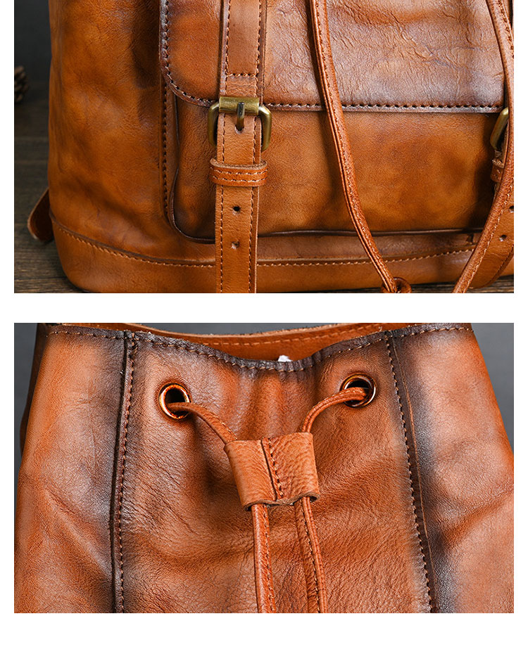 Whatna アンティーク風合い鞣し天 然 牛革ビジネスバッグメンズバッグ 手提げ・リュックの2WAY厚 手 本革 レザー A4 15.6インチpc収納可 旅行 出張用 通勤 通学 就活 面接 バッグ かばん 男性用 ブラウン-8