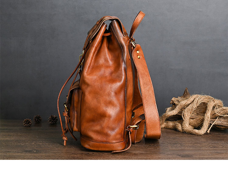 Whatna アンティーク風合い鞣し天 然 牛革ビジネスバッグメンズバッグ 手提げ・リュックの2WAY厚 手 本革 レザー A4 15.6インチpc収納可 旅行 出張用 通勤 通学 就活 面接 バッグ かばん 男性用 ブラウン-3