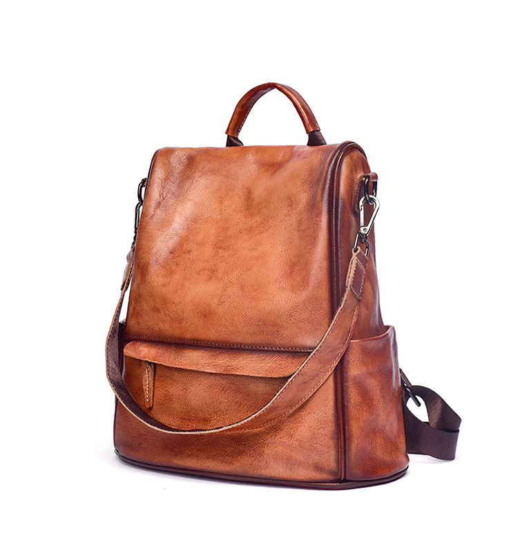 Whatna アンティーク風合い鞣し天 然 ショルダーバッグ メンズ3way 斜め掛けバッグ 手提げバッグ リュックバッグ A4 ipad10.5収納可 小さめ メッセンジャーバッグ 通学 通勤バッグ 自転車かばん プレゼント女性 男性-3