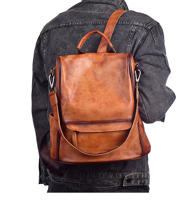 Whatna アンティーク風合い鞣し天 然 ショルダーバッグ メンズ3way 斜め掛けバッグ 手提げバッグ リュックバッグ A4 ipad10.5収納可 小さめ メッセンジャーバッグ 通学 通勤バッグ 自転車かばん プレゼント女性 男性-10