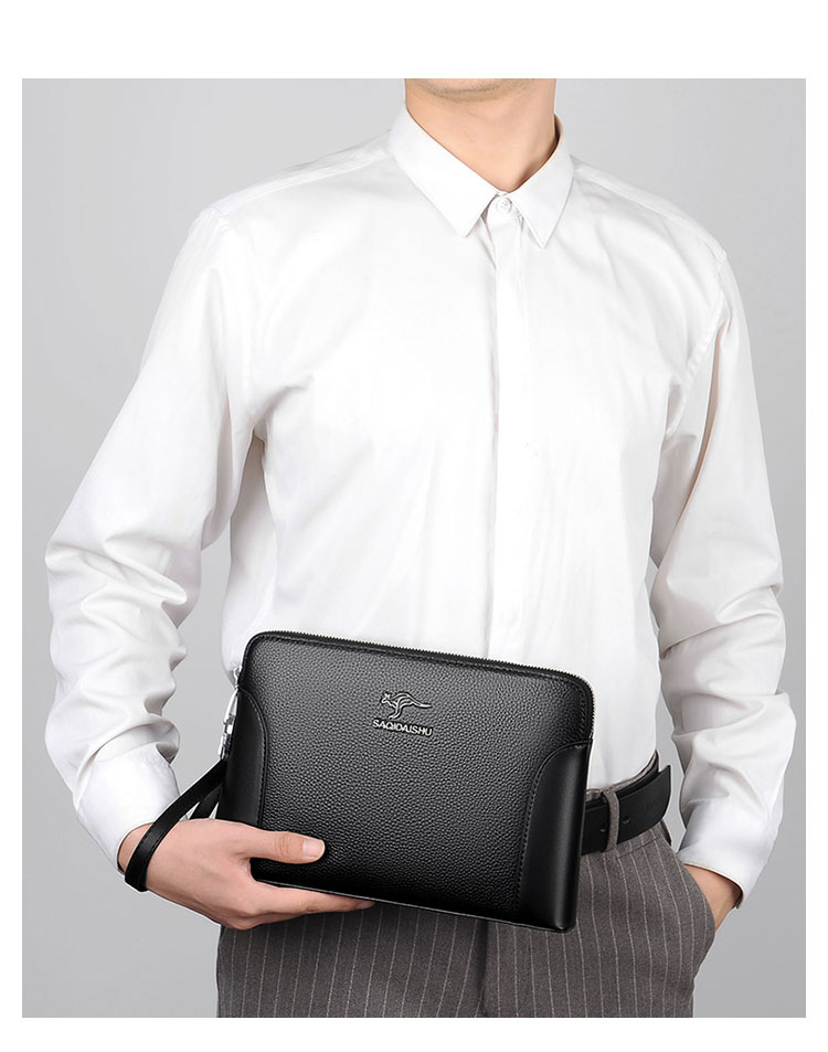 Whatna 2way 天然 牛革 セカンドバッグ メンズ クラッチ バッグ 手持ちバッグ 小銭入 お札入れ カード6枚収納パスワードロックボタン 付本革B5 ipad9.7収納可 ビジネス カジュアル フォーマル 冠婚葬祭 結婚式 二次会 披露宴バッグ 黑-10