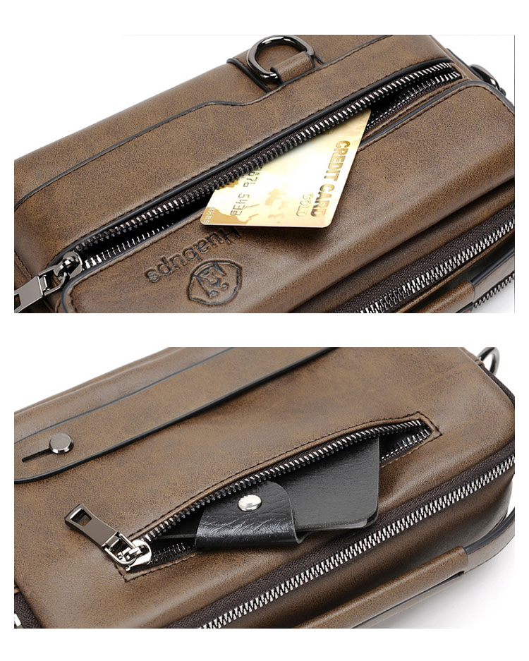 Whatna 革ミニショルダーバッグ メンズ 3way 斜め掛け胸バッグ 手提げバッグ 手持げバッグ セカンドバッグ イヤホン穴付 キーリング付 カード6枚収納可2室仕切 カジュアル フォーマル ビジネス 通学 通勤 肩掛けバッグ 自転車かばん プレゼント男性-8