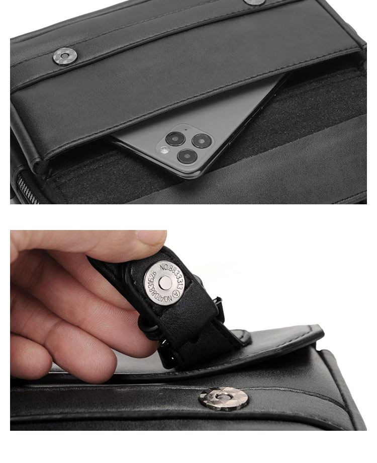 Whatna 革ミニショルダーバッグ メンズ 3way 斜め掛け胸バッグ 手提げバッグ 手持げバッグ セカンドバッグ イヤホン穴付 キーリング付 カード6枚収納可2室仕切 カジュアル フォーマル ビジネス 通学 通勤 肩掛けバッグ 自転車かばん プレゼント男性-8