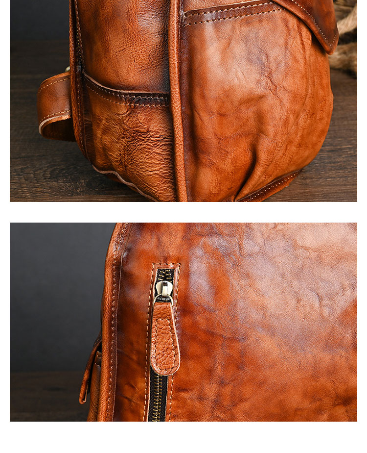 Whatna アンティーク風合い鞣し天 然牛 革 斜めがけ ボディバッグ ワンショルダー メンズ 左右付け替え可能 本革 厚手 レザーXB016-8
