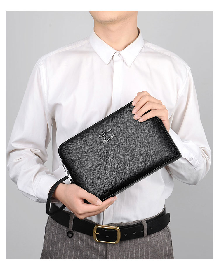 Whatna 2way 天然 牛革 セカンドバッグ メンズ クラッチ バッグ 手持ちバッグ 小銭入 お札入れ カード6枚収納パスワードロックボタン 付本革B5 ipad9.7収納可 ビジネス カジュアル フォーマル 冠婚葬祭 結婚式 二次会 披露宴バッグ 黑-11