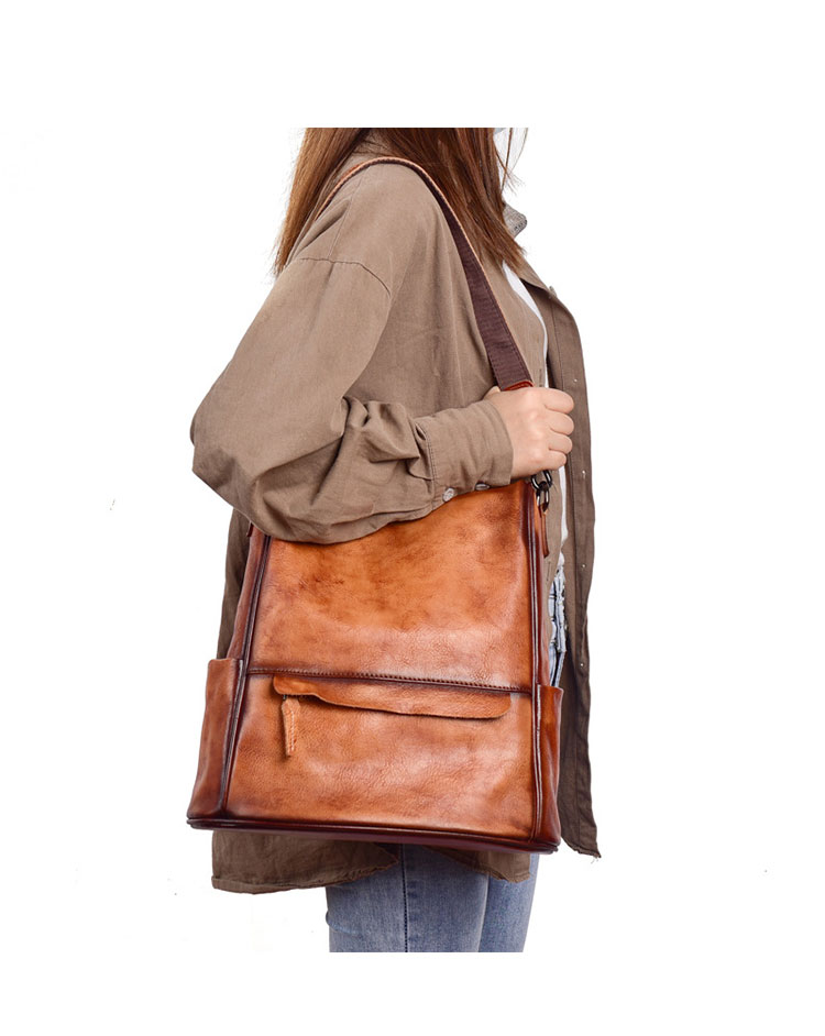 Whatna アンティーク風合い鞣し天 然 ショルダーバッグ メンズ3way 斜め掛けバッグ 手提げバッグ リュックバッグ A4 ipad10.5収納可 小さめ メッセンジャーバッグ 通学 通勤バッグ 自転車かばん プレゼント女性 男性-8