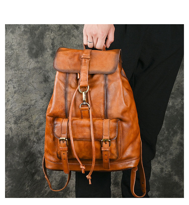 Whatna アンティーク風合い鞣し天 然 牛革ビジネスバッグメンズバッグ 手提げ・リュックの2WAY厚 手 本革 レザー A4 15.6インチpc収納可 旅行 出張用 通勤 通学 就活 面接 バッグ かばん 男性用 ブラウン-9