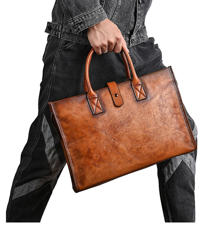 Whatnaアンティーク風合い鞣し天 然 牛革 ビジネスバッグメンズ 2way ショルダー 手提げバッグ ブリーフケース2室仕切 15.6インチPC対応 旅行 出張 通勤 通学 就活 面接 バッグ かばん 男性用MZ-04-10