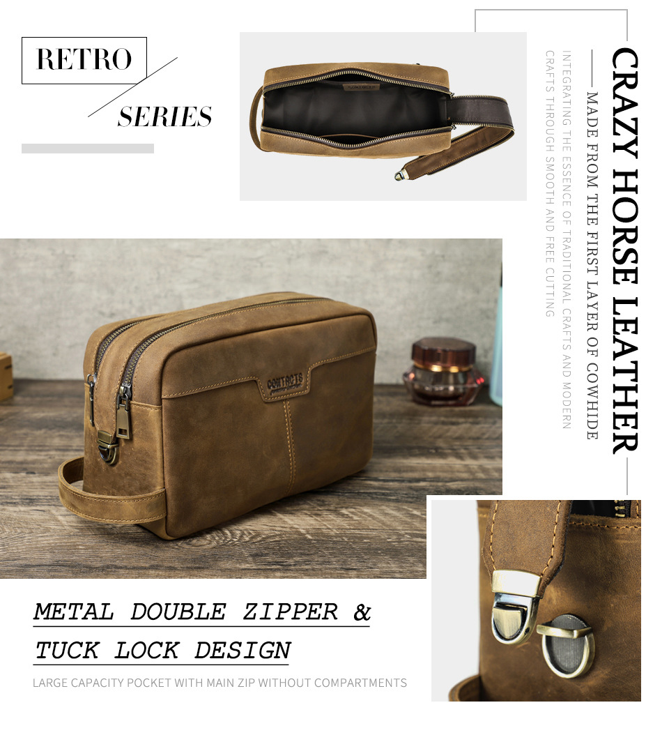 Whatna 2way 天然 牛 革 ミニセカンドバッグ メンズ クラッチ バッグ 化粧バッグ 化粧ケース 厚手 本革 レザー カジュアル フォーマル 冠婚葬祭 結婚式 バッグ 化粧ポーチ 紳士用 男性用 MC1030-3