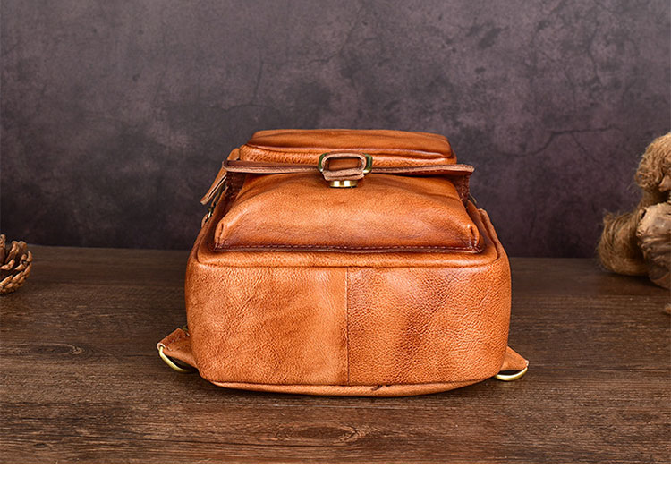 Whatna アンティーク風合い鞣し天 然牛 革 斜めがけ ボディバッグ ワンショルダー メンズ 左右付け替え可能 本革 厚手 レザーXB012-4