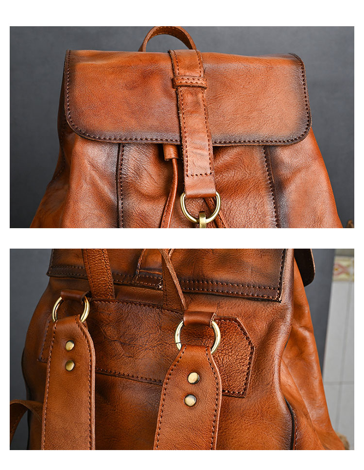 Whatna アンティーク風合い鞣し天 然 牛革ビジネスバッグメンズバッグ 手提げ・リュックの2WAY厚 手 本革 レザー A4 15.6インチpc収納可 旅行 出張用 通勤 通学 就活 面接 バッグ かばん 男性用 ブラウン-7