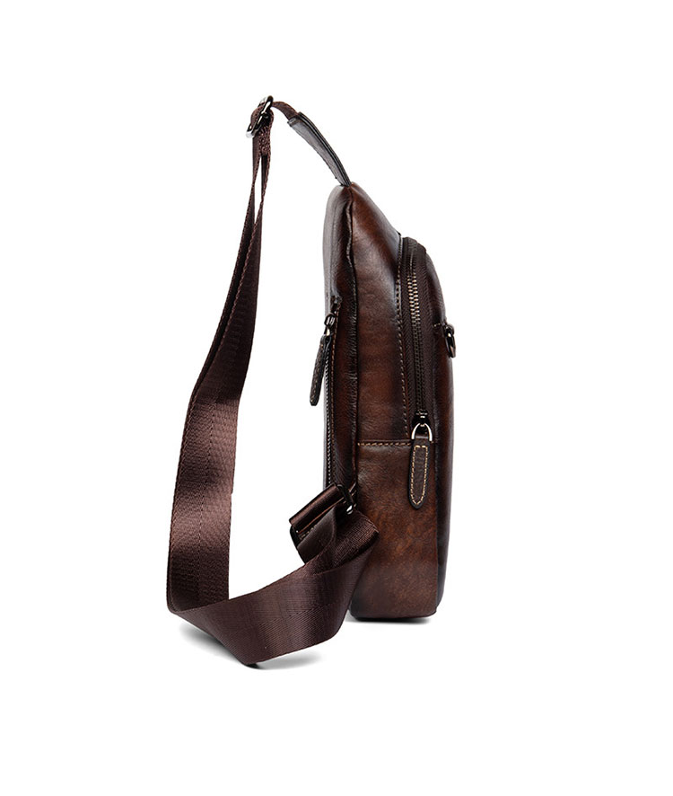 Whatna アンティーク風合い鞣し天 然牛 革 斜めがけ ボディバッグ ワンショルダー メンズ 本革 厚手 レザー20801-2