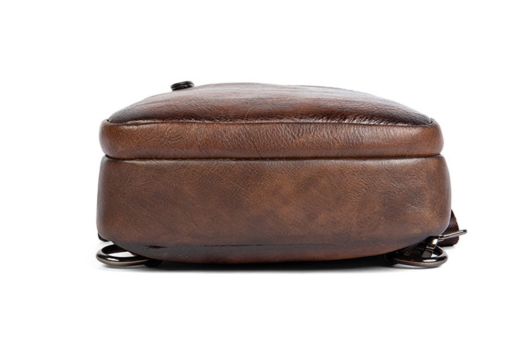 Whatnaアンティーク風合い鞣し天 然牛 革 斜めがけ ボディバッグ ワンショルダー メンズ 本革 厚手 レザー20811-4