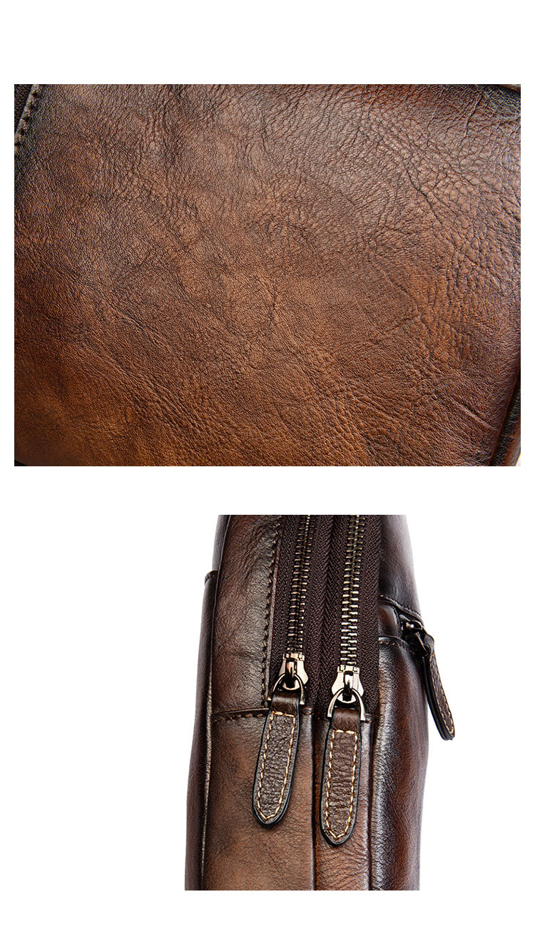 Whatnaアンティーク風合い鞣し天 然牛 革 斜めがけ ボディバッグ ワンショルダー メンズ 本革 厚手 レザー20811-7