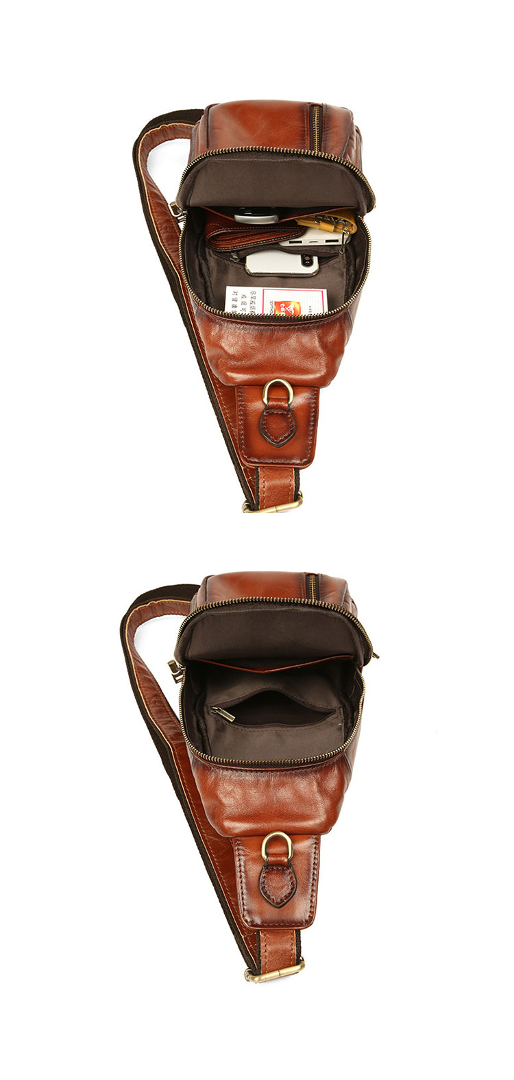 Whatnaアンティーク風合い鞣し天 然牛 革 斜めがけ ボディバッグ ワンショルダー メンズ 本革 厚手 レザーYD-8012-6