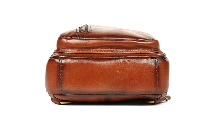 Whatnaアンティーク風合い鞣し天 然牛 革 斜めがけ ボディバッグ ワンショルダー メンズ 本革 厚手 レザーYD-8012-4