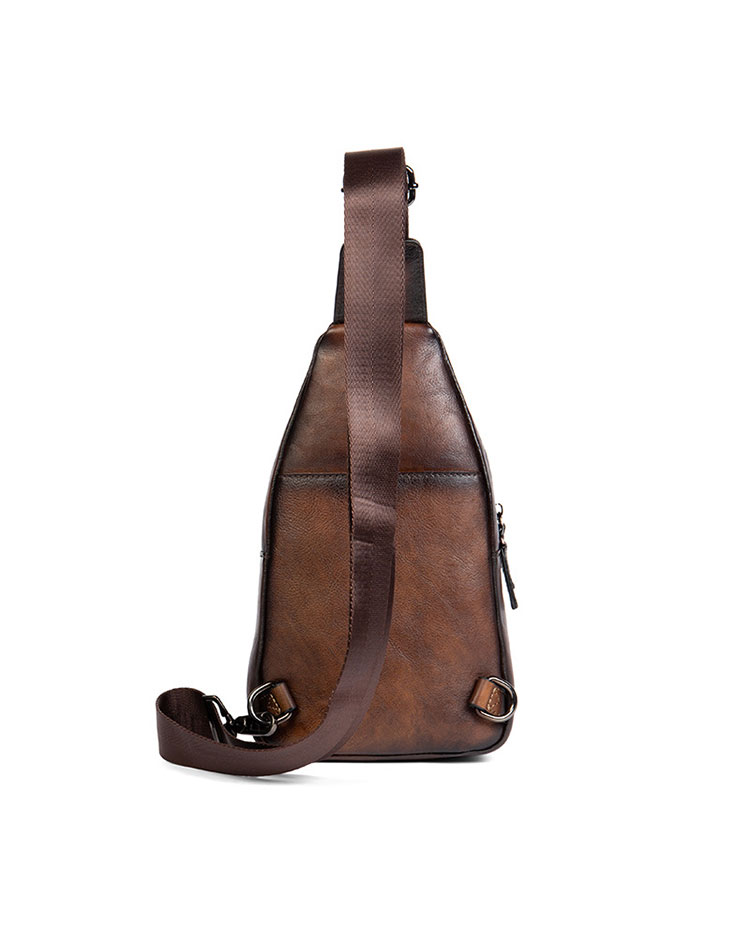 Whatnaアンティーク風合い鞣し天 然牛 革 斜めがけ ボディバッグ ワンショルダー メンズ 本革 厚手 レザー20811-3