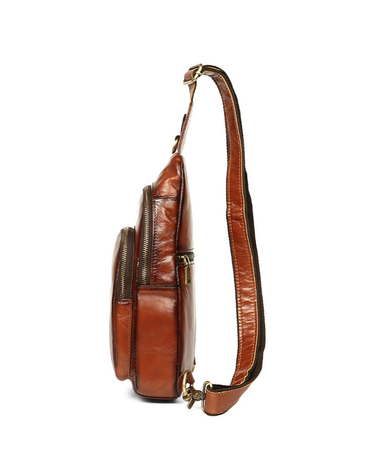 Whatnaアンティーク風合い鞣し天 然牛 革 斜めがけ ボディバッグ ワンショルダー メンズ 本革 厚手 レザーYD-8012-2