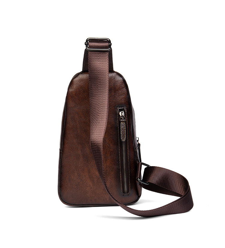 Whatna アンティーク風合い鞣し天 然牛 革 斜めがけ ボディバッグ ワンショルダー メンズ 本革 厚手 レザー20801-3