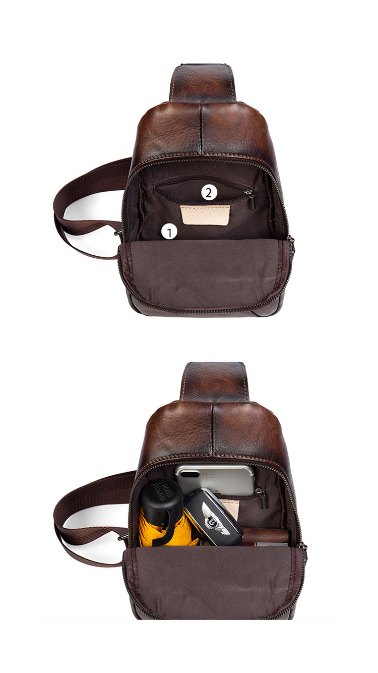 Whatna アンティーク風合い鞣し天 然牛 革 斜めがけ ボディバッグ ワンショルダー メンズ 本革 厚手 レザー20801-6