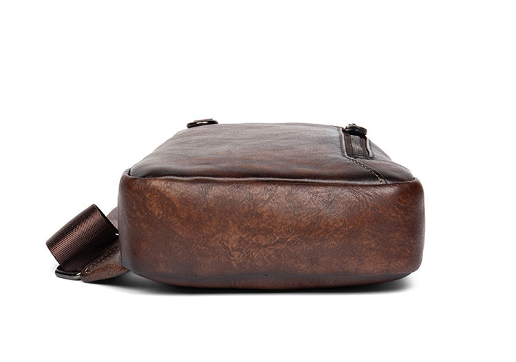 Whatna アンティーク風合い鞣し天 然牛 革 斜めがけ ボディバッグ ワンショルダー メンズ 本革 厚手 レザー20801-4