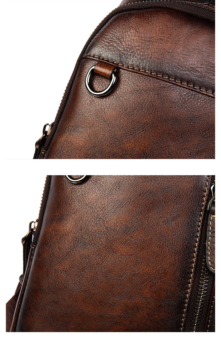 Whatna アンティーク風合い鞣し天 然牛 革 斜めがけ ボディバッグ ワンショルダー メンズ 本革 厚手 レザー20801-8