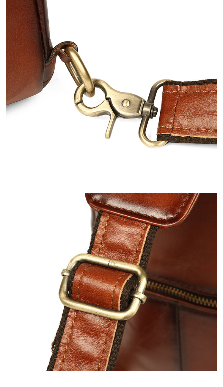 Whatnaアンティーク風合い鞣し天 然牛 革 斜めがけ ボディバッグ ワンショルダー メンズ 本革 厚手 レザーYD-8012-8