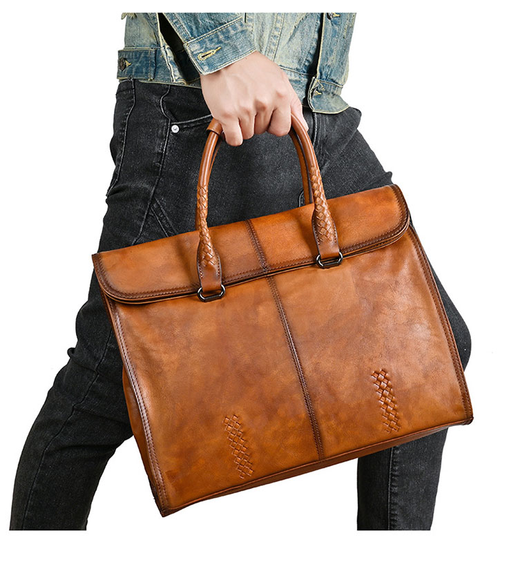 Whatna アンティーク風合い鞣し天 然 牛革 ビジネスバッグメンズ 2way ショルダー 手提げバッグ ブリーフケース15.6インチPC対応 旅行 出張 通勤 通学 就活 面接 バッグ かばん 男性用13747-9