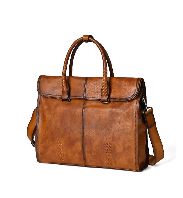 Whatna アンティーク風合い鞣し天 然 牛革 ビジネスバッグメンズ 2way ショルダー 手提げバッグ ブリーフケース15.6インチPC対応 旅行 出張 通勤 通学 就活 面接 バッグ かばん 男性用13747-1