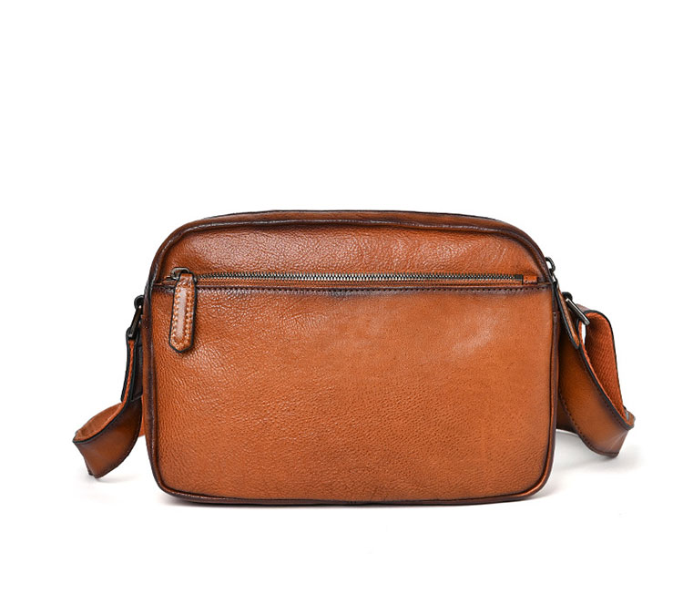 Whatna アンティーク風合い鞣し天 然 牛革 ミニショルダーバッグ メンズ 2way 斜め掛け ミニボディバッグ ミニ胸バッグ 2室仕切 小さめかたかけバッグ カジュアル フォーマル ビジネス 通学 通勤 肩掛けミニバッグ 自転車かばん プレゼント男性 13765-1