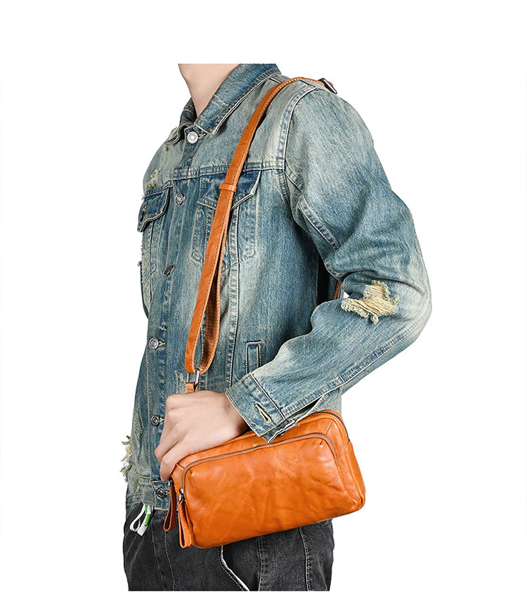 Whatna アンティーク風合い鞣し天 然 牛革 セカンド バッグ メンズ 3way クラッチ ショルダーバッグ 肩掛けバッグ胸バッグ 小さい ショルダーベルト付 ハンドストラップ付 本革 結婚式 バッグ ビジネス フォーマル 冠婚葬祭 バッグ紳士用 男性用 黒 31180-7