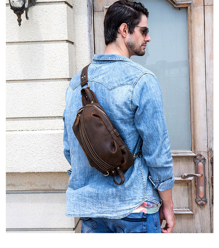 Whatna 天然 牛革 斜めがけ ボディバッグ ワンショルダー メンズ 本革 厚手 レザー9021-9