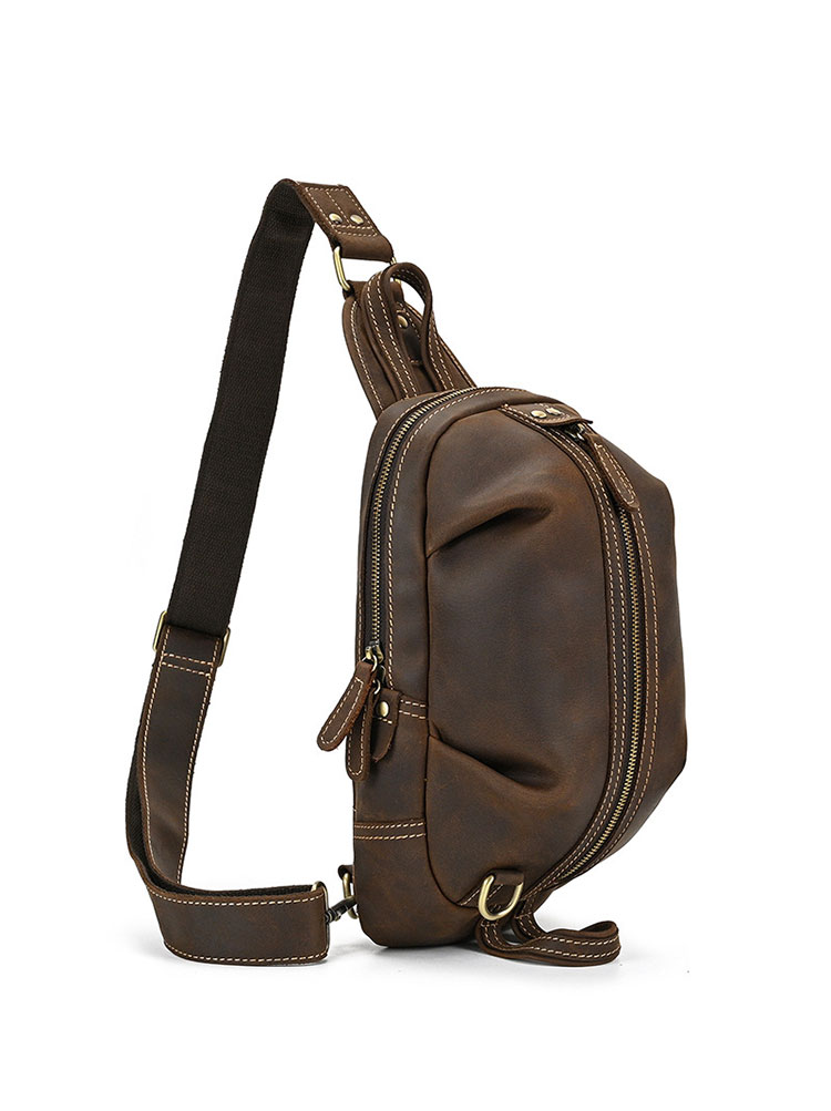 Whatna 天然 牛革 斜めがけ ボディバッグ ワンショルダー メンズ 本革 厚手 レザー9021-1