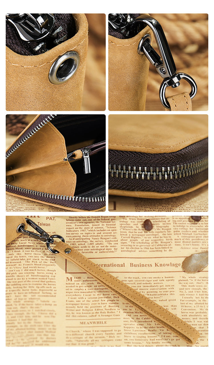 Whatna 天然 牛革 ミニセカンドバッグ メンズ バッグ 長財布 カード入れ 小銭入れ 札入れ 12枚カード収納 小さめ クラッチバッグ 手持ちバッグ メンズ ポーチ 男性用 紳士用 結婚式 冠婚葬祭 バッグ 1064-7