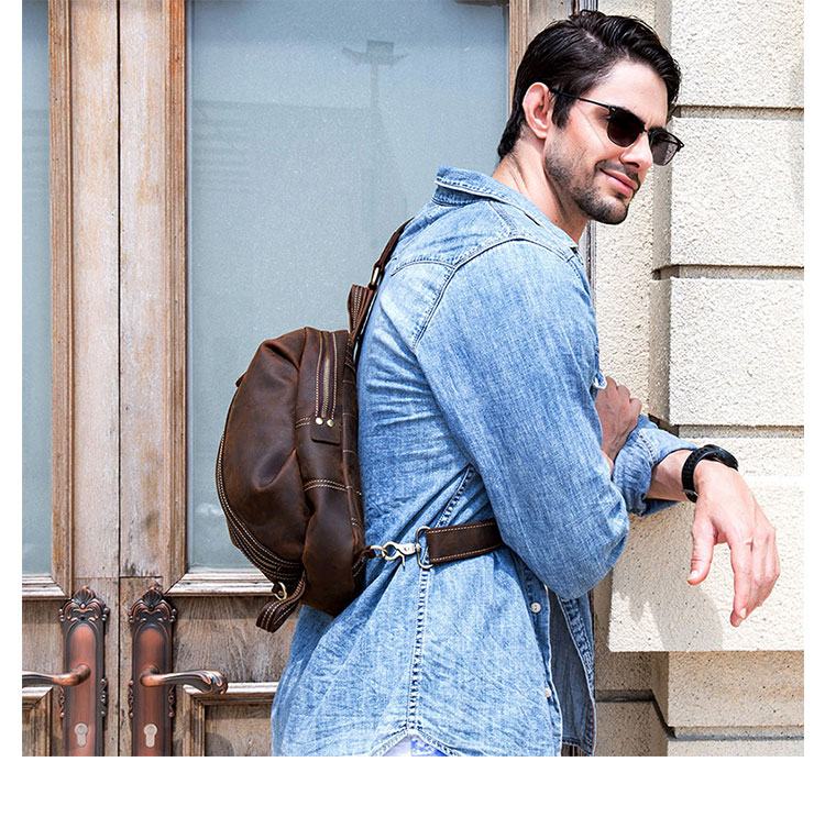 Whatna 天然 牛革 斜めがけ ボディバッグ ワンショルダー メンズ 本革 厚手 レザー9021-10