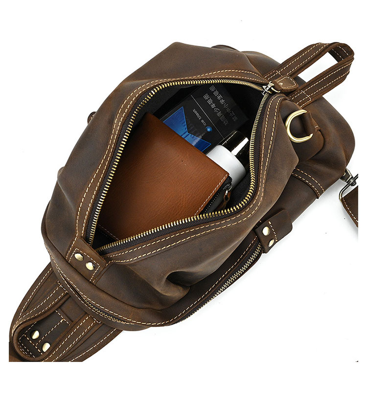 Whatna 天然 牛革 斜めがけ ボディバッグ ワンショルダー メンズ 本革 厚手 レザー9021-6