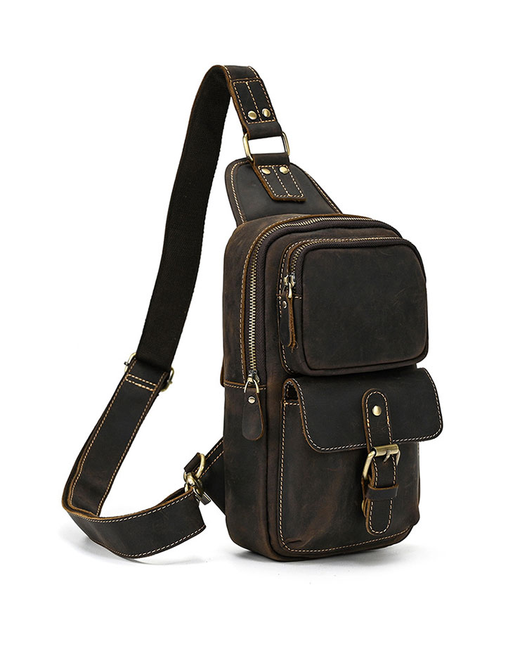 Whatna 天然 牛革 斜めがけ ボディバッグ ワンショルダー メンズ 本革 厚手 レザー9331-2