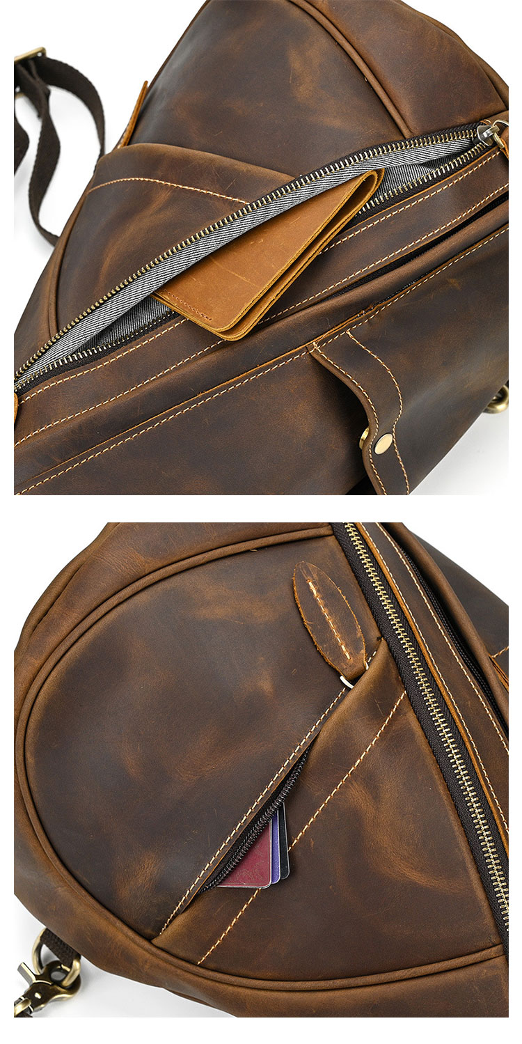 Whatna 天然 牛革 斜めがけ ボディバッグ ワンショルダー メンズ 本革 厚手 レザー5001-11