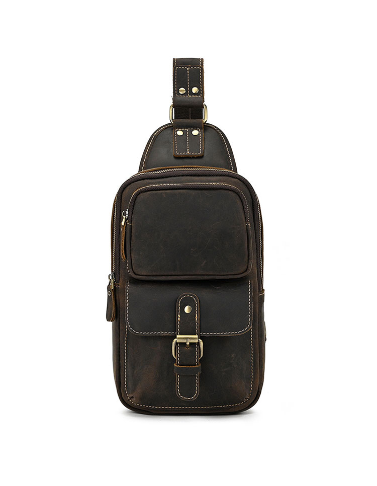 Whatna 天然 牛革 斜めがけ ボディバッグ ワンショルダー メンズ 本革 厚手 レザー9331-1