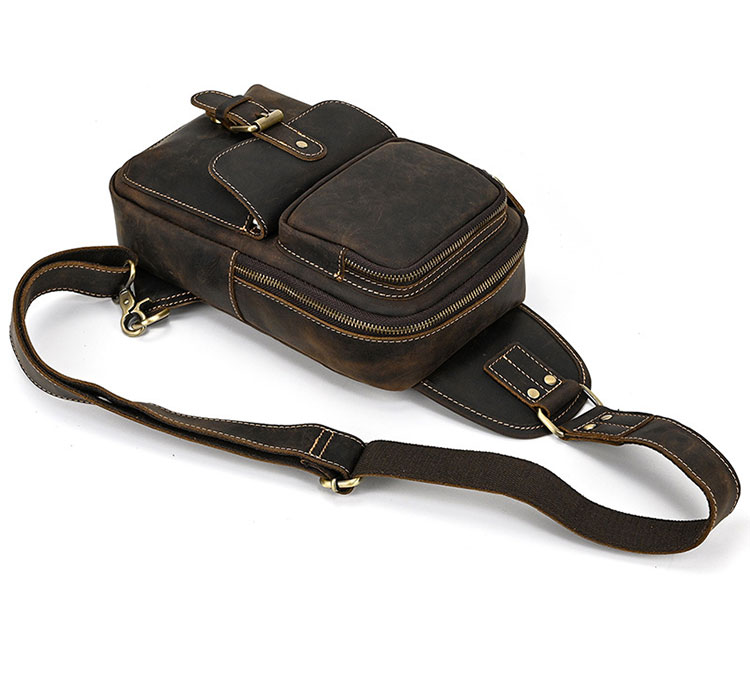 Whatna 天然 牛革 斜めがけ ボディバッグ ワンショルダー メンズ 本革 厚手 レザー9331-6