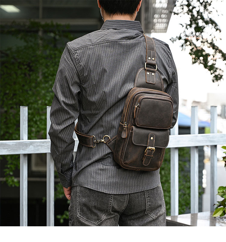 Whatna 天然 牛革 斜めがけ ボディバッグ ワンショルダー メンズ 本革 厚手 レザー9331-12