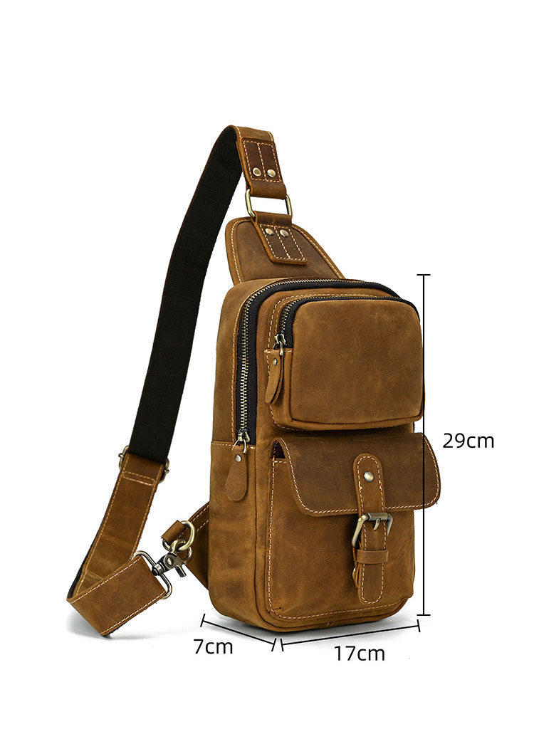 Whatna 天然 牛革 斜めがけ ボディバッグ ワンショルダー メンズ 本革 厚手 レザー9331-7