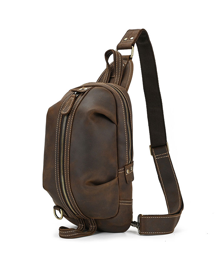 Whatna 天然 牛革 斜めがけ ボディバッグ ワンショルダー メンズ 本革 厚手 レザー9021-2